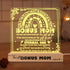 Bonus Mom 3D Illusion Lamp w Wooden Base USB Powered Acrylic Night Light, Mom Gift from Son Daughter, Lamp Present for Mother Stepmom Bonus Mom, H...