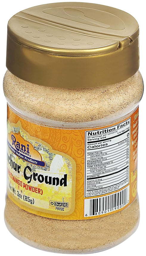 Rani Amchur (Mango) Ground Powder Spice 3oz (85g) PET Jar ~ All Natural, Indian Origin | No Color | Gluten Friendly | Vegan | NON-GMO | Kosher | N...