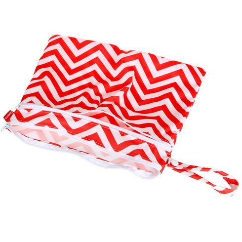 Damero 2Pack Waterproof Wet Bag, Reusable Wet Dry Bag Organizer for Travel, Beach, Diapers, Breast Pump Parts and Wet Swimsuits, Tree+Red Chevron...