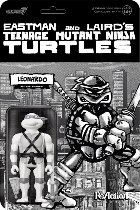 Super7 Teenage Mutant Ninja Turtles Leonardo (Comic Grayscale) - 3.75" TMNT Action Figure with Accessories Classic Cartoon Collectibles...