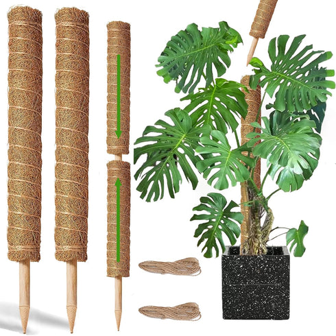 Moss Pole -2 Pack 17 Inch Monstera Plant Support for Climbing Plants Accessories Indoor -Stackable Moss Poles Plant Support Stakes -Coir Plant Pol...