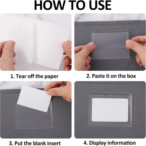 30 Pcs Self-Adhesive Index Card Holders Business Card Pockets Clear Plastic Labels Holders for Organizing Storage Bins Library Card Shelves (3.93 ...