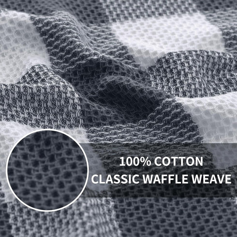 Homaxy 100% Cotton Waffle Weave Check Plaid Dish Cloths, 12 x 12 Inches, Super Soft and Absorbent Dish Towels Quick Drying Dish Rags, 6-Pack, Whit...