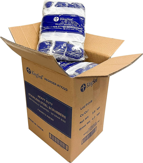 KingSeal Stainless Steel Scrubbers, Scrub Pads, Heavy Duty, 50 gram Weight, Individually Wrapped - 2 Packs of 12 (24 Count)...