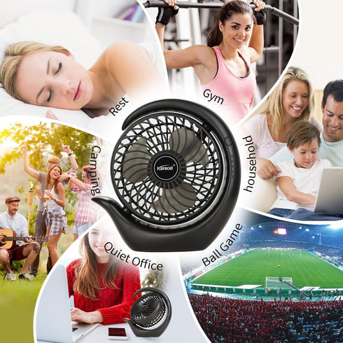 Battery Operated Fan, Rechargeable Fan 3 Speeds Small Desk Portable Fan, Long Life Battery & USB Powered Mini Fan, Personal Quiet Strong Wind Desk...