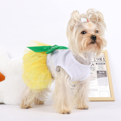 Dog Dresses for Small Medium Dogs Girl Pineapple Mesh Dress Dog Outfit, Summer Tutu Dog Dresses Cat Apparel, Cute Pet Puppy Clothing Doggie Outfit...