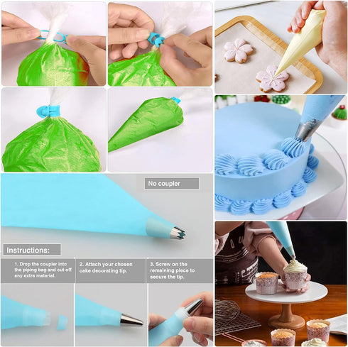 Piping Bags and Tips Set - 50Pcs Cake Decorating Supplies Kit with Icing Frosting Nozzles,Icing Scrapers,Reusable & Disposable Pastry Bags - Bakin...