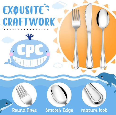 HaWare 12-Piece Kids Silverware, Stainless Steel Toddler Utensils Flatware Set, Preschooler Eating Utensils Includes 4 Spoons 4 Forks 4 Knives, Me...