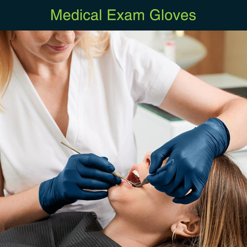 Navy Nitrile Disposable Gloves Medium, 100 Count - Powder and Latex Free Medical Gloves - 3 Mil Surgical Gloves - Food Safe Gloves...