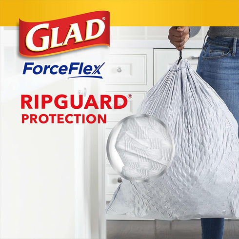Glad Trash Bags, ForceFlex Tall Kitchen Drawstring Garbage Bags,13 Gal, Gain Original with Febreze, 80 Ct...