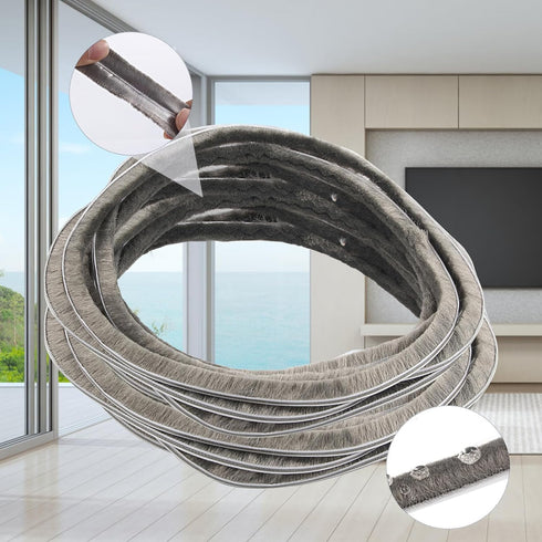 16 Ft (5m) 196 Inch Sliding sash Windows Doors Tape Pile Draught excluder Brush Seal Strip weatherstrip 5mm x 12mm (3/16 1/2 Inch, Gray)...