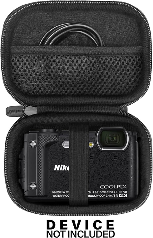 CaseSack Case for Nikon COOLPIX W300, AW130 Waterproof Camera, mesh pocket for SD cards, charge cord...