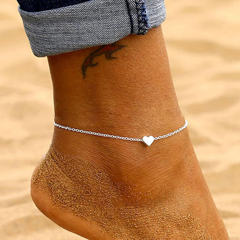 Anklet for Women14k Plated Gold S925 Sterling Silver Adjustable Beach Style Foot Love Heart Gold Ankle Bracelet Heart Infinity Mother's Day Gradua...