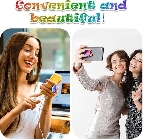 Honoson 9 Pieces Cell Phone Grip Holder Collapsible Holder Colorful Self-Adhesive Finger Ring Sublimation for Smartphone and Tablets(Nebula)...