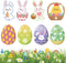 72 PCS Easter Cutouts for Bulletin Board Decoration, Easter Egg Bunny Rabbits Paper Cutouts Grass Border for Easter Spring Party Home Office Schoo...
