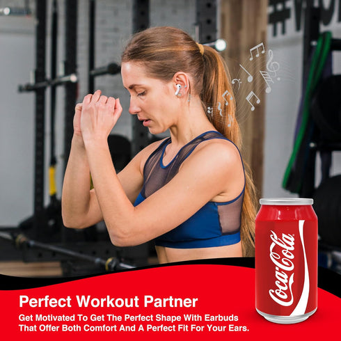 Gabba Goods Coca-Cola Can Shape Charging Case Wireless Bluetooth Earbuds with Voice Assistant Compatible, Built-In Mic, 9H Playtime, HD Stereo Sou...