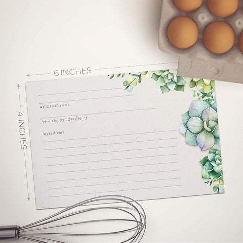 48 Succulents Recipe Cards, 4x6 in, Water Resistant...