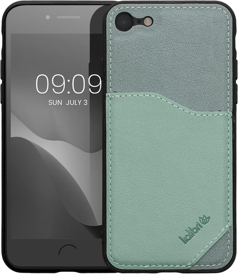 kalibri Hard Case Compatible with Apple iPhone SE (2022) / iPhone SE (2020) / iPhone 8 / iPhone 7 - Case with Card Slot PU Leather Design with TPU...