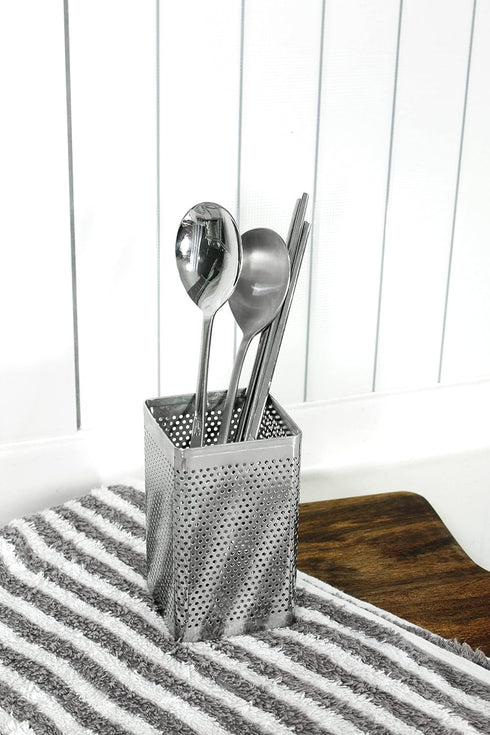 LENITH Kitchen Utensil Chopsticks Perforated Holder with Hooks - Stainless Steel Storage for Organizer Dishwasher Safe (Small Square)...