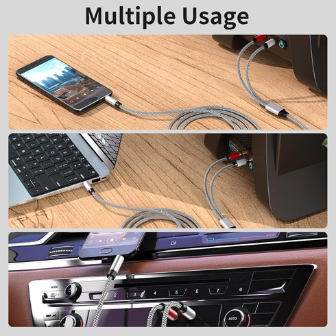 3.5mm to 2RCA Audio Cable 20ft,Auxiliary Adapter, Stereo Splitter Cable,AUX RCA Y Cord for Smartphone,Speakers,Tablet, HDTV, MP3 Player...