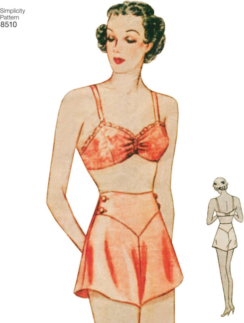 Simplicity 1930's Fashion Women's Vintage Bra and Panties Sewing Patterns, Sizes 4-12...