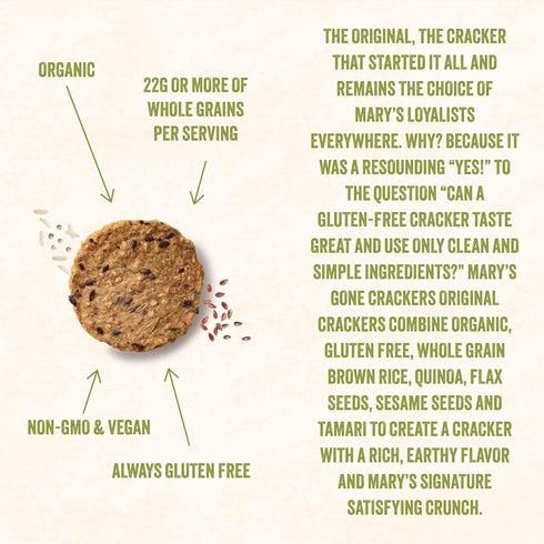 Mary's Gone Crackers Herb Crackers, Organic Brown Rice, Flax & Sesame Seeds, Gluten Free, 6.5 Ounce...
