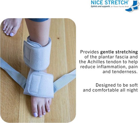 Brownmed Nice Stretch X Lite - Dorsal Foot & Ankle Night Splint for Plantar Fasciitis & Tendonitis - Adjustable Universal Fit...