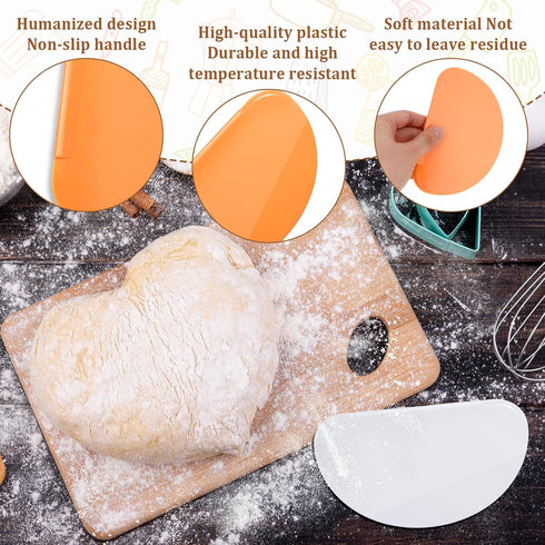 Flexible Curved Edge Silicone Bowl Scraper, Food Grade Dough Scraper for Baking Sourdough Bread, Cake, Bench Scrapers, Multipurpose Kitchen Dish S...