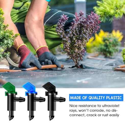 Drip Emitters, 60 Pcs Irrigation Drippers Garden Flag Drip System Parts, 3 Sizes, 1 GPH, 2 GPH, 4 GPH for Home Garden Trees and Shrubs Watering, 3...