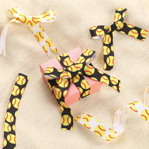 2 Rolls 10 Yards 7/8 Inches Softball Ribbon for Crafts Softball Grosgrain Ribbon for Cheer Bows Team Gift Wrapping Uniform Sewing...