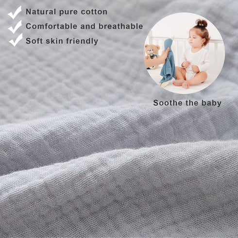 Muslin Loveys for Babies - Baby Security Blanket for Unisex - Goose Lovie - 15.7"x 15.7" (Light Blue)...