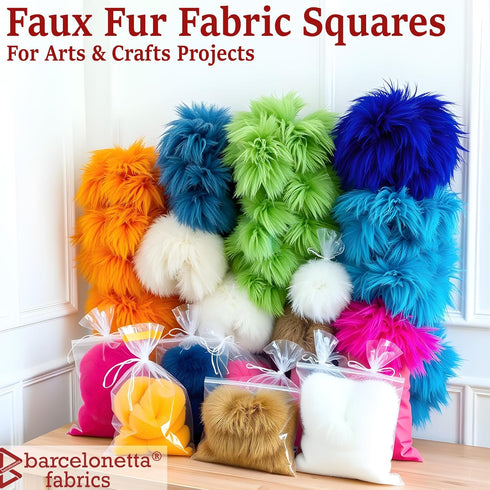 Barcelonetta Faux Fur Fabric | Pre-Cut Fur Squares for Sewing, DIY Crafts, Costumes, Upholstery | Soft, Vegan Faux Fur | Material for Plush Toy Pr...