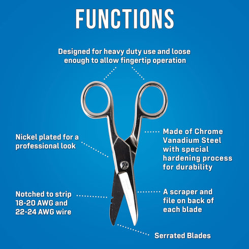 Jonard Tools ES-1964DS Stainless Steel Free-Fall Electrician's Scissors For Reduced Hand Fatigue...