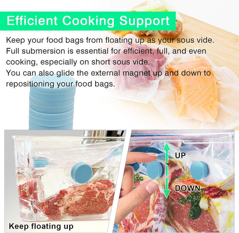 MOMOMA Sous Vide Magnets 12Pcs-Food-Grade Silicone Coated Weights&Clips, Keep Bags Submerged, Works on All Machines, Multi-Use for Cooking, Displa...