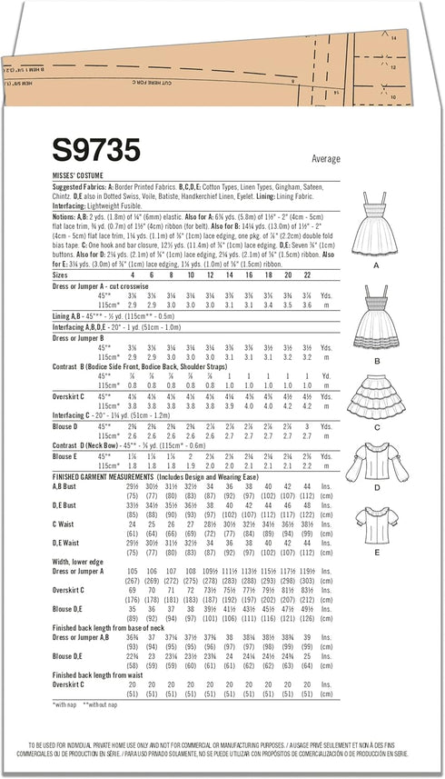 Simplicity Complete Misses' Costume Sewing Pattern Kit, Code S9735, Sizes 14-16-18-20-22, Multicolor...