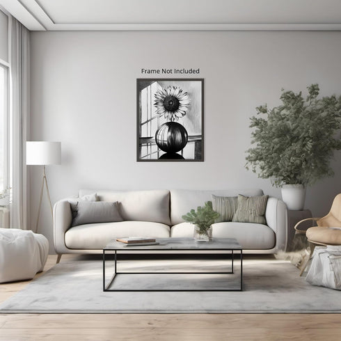 Posterizer 1 pcs-lone sunflower in a round vase-minimalist modern art 4-Floral & Botanical Art-Collectibles & Fine Art-Decor for Home & Office- un...