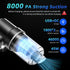 Car Vacuum Portable Cordless 8000Pa Mini Hand held Vacuum Cleaner and Air Duster, 120W High Power Wet and Dry Car Vacuum Cleaner Rechargeable with...