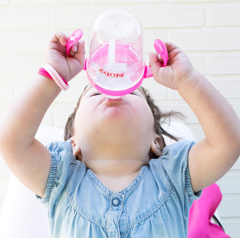 Nuby 360 Grip N' Sip 8oz Tritan Cup, Weighted Straw with Hygienic Cover, Pink...