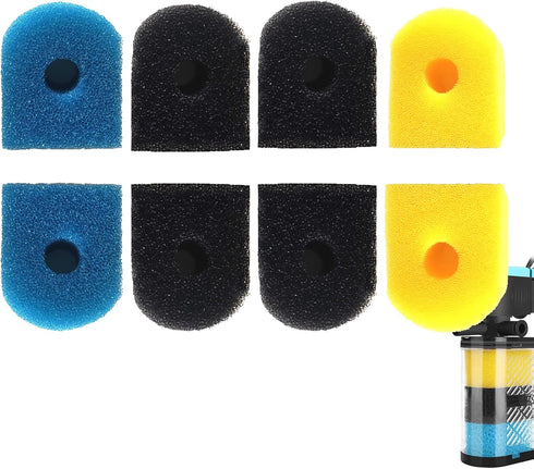 Aquarium Filter Replacement Sponge, Fish Tank Filter Replacement Parts, Including 2 x Coarse Sponge, 2 x Fine Sponge 4 x Black Sponge...