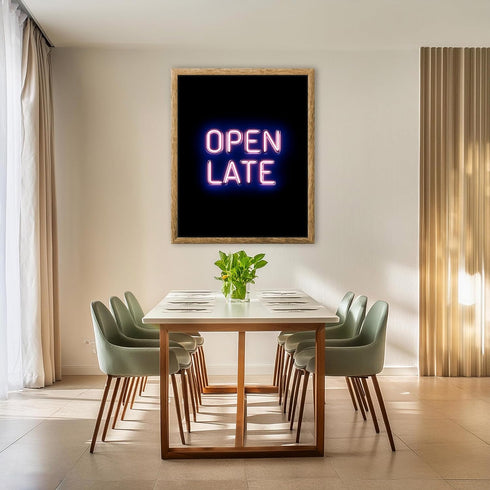 Posterizer 1 pcs-OPEN LATE sign poster with neon font 3-Kitchen & Bar Art-Gift for Men Women Teens-Art Poster Print for Home, Office, Store, Bar- ...