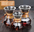 Pour Over Coffee Maker with Reusable Stainless Steel Drip Filter, Lead-Free Borosilicate Glass Coffee Carafe with Modern Wooden Collar for 1-2Cup,...