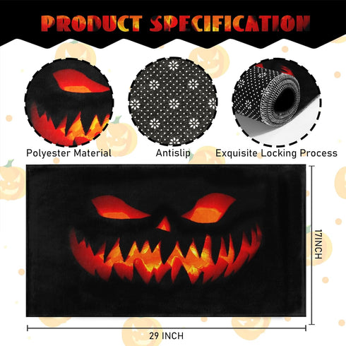 Halloween Welcome Doormat, 17 X 29 Inch Halloween Pumpkin Decorative Bathroom Mat Rubber Backing Non-Slip Floor Mat for Indoor...