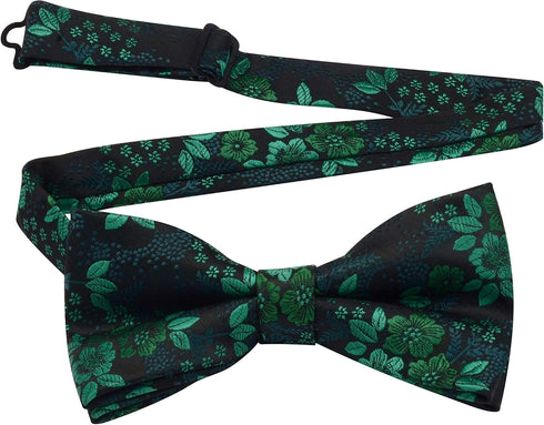 GUSLESON Adjustable Plaid Floral 6 Clips Y Shape Suspenders Pre-tied Bow Tie and Pocket Square Set with Gift Box...