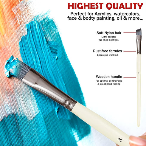 DUGATO Artist Paint Brushes Set 10pcs for Acrylic Oil Watercolor Gouache Paint by Numbers, Art Face and Body Professional Miniatures Painting Kits...