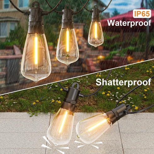 25 Pack Dimmable Edison Light Bulb Warm White 0.6 watt G40/E12 Screw Base,ST38 LED Shatterpro Bulbs for Indoor/Outdoor Courtyard String Lights...
