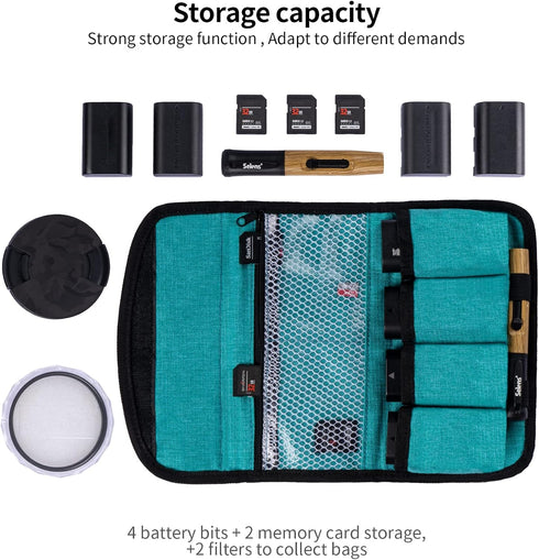 Selens Camera Battery Bag/Case/Pouch/Holder (4 Pocket) DSLR Battery SD Card wallet for NP-FZ100, LP-E6,AA Battery,LP-E8,LP-E10,LP-E12 Battery,EN-E...