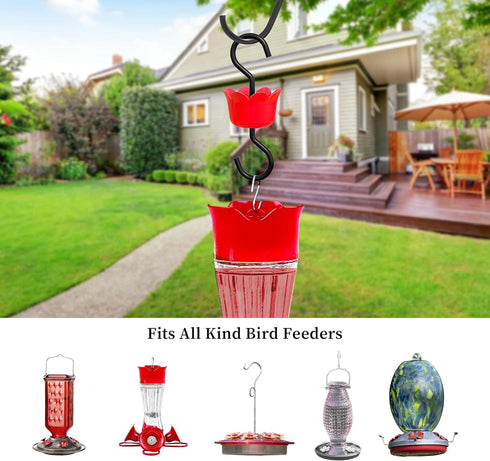 Ant Moat for Hummingbird Feeders, Hummingbird Feeders for Outdoors Hanging, Hummingbird Feeder Ant Guard 4 Hook with 4 Brushe, Red...