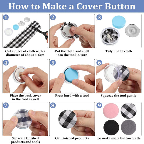 100 Sets Cover Buttons Kit with Tools Size Buttons to Cover Self Cover Buttons with Wire Backs DIY Fabric Cloth Cover Buttons (Size 60/1.5 Inch)...
