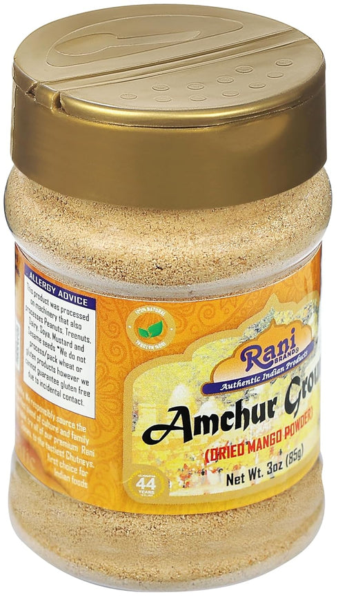 Rani Amchur (Mango) Ground Powder Spice 3oz (85g) PET Jar ~ All Natural, Indian Origin | No Color | Gluten Friendly | Vegan | NON-GMO | Kosher | N...