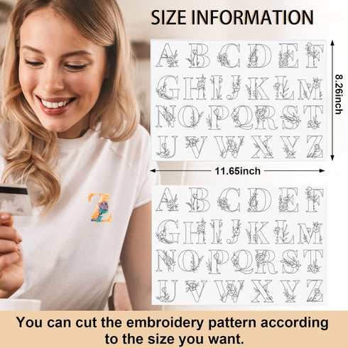 50 Pcs Water Soluble Hand Sewing Stabilizers Wash Away Stabilizer for Embroidery Fabric Embroidery Stabilizers with Boho Pattern for Embroidery Ha...